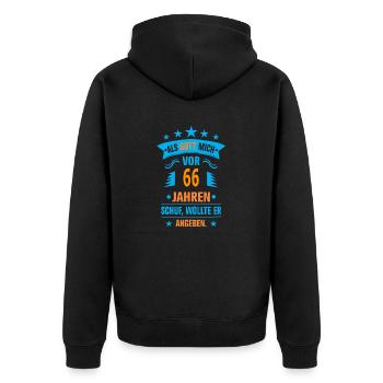 66 - Unisex Premium Bio Zip Hoodie - Schwarz - Hinten - Nico (187cm)