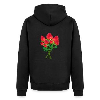 Erdbeerstrauß - Unisex Premium Bio Zip Hoodie - Schwarz - Hinten - Nico (187cm)