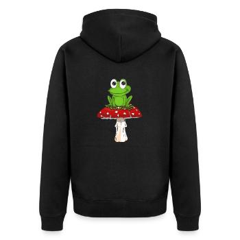 Cottagecore Frosch Auf Einem Pilz Geschenk Kostum - Unisex Premium Bio Zip Hoodie - Schwarz - Hinten - Nico (187cm)