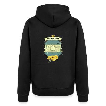 Argentinien - Unisex Premium Bio Zip Hoodie - Schwarz - Hinten - Nico (187cm)