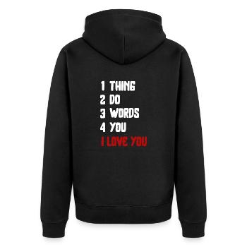 citations d’amour disant police d’amour de la Saint-Valentin - Veste à capuche bio Premium Unisexe - noir - Dos - Nico (187cm)