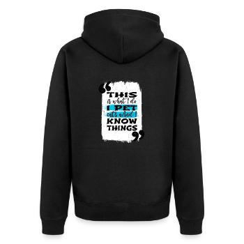 awesome cat humor birthday present idea bow tie - Unisex Premium Organic Zip Hoodie - black - Back - Nico (187cm)