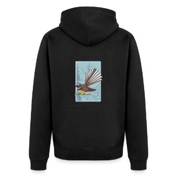 Fantail New Zealand Bird - Unisex Premium Bio Zip Hoodie - Schwarz - Hinten - Nico (187cm)