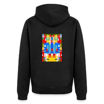 Abstrakte Malerei - Unisex Premium Bio Zip Hoodie - Schwarz - Hinten - Nico (187cm)