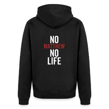 Nein Matthäus Kein Leben - Unisex Premium Bio Zip Hoodie - Schwarz - Hinten - Nico (187cm)