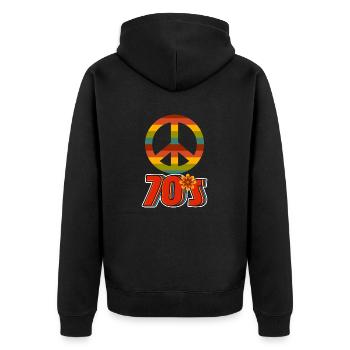 70s - Unisex Premium Organic Zip Hoodie - black - Back - Nico (187cm)