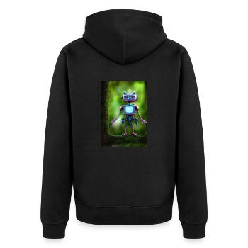 Little Pink Robot in the Forest - Unisex Premium Organic Zip Hoodie - black - Back - Nico (187cm)