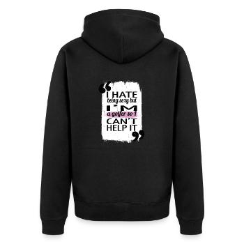 jokes golf joke funny animals golfkids golfapparel - Unisex Premium Organic Zip Hoodie - black - Back - Nico (187cm)