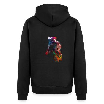 Cycling #cycling #sport #bike - Unisex Premium Organic Zip Hoodie - black - Back - Nico (187cm)