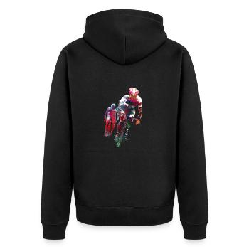 Cycling #cycling #sport #bike - Unisex Premium Organic Zip Hoodie - black - Back - Nico (187cm)