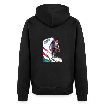 Bergsteiger Klettern Sport Kunst #mountaineer #climb - Unisex Premium Bio Zip Hoodie - Schwarz - Hinten - Nico (187cm)