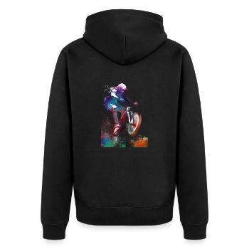 BMX Radfahren #cycling #sport #bike - Unisex Premium Bio Zip Hoodie - Schwarz - Hinten - Nico (187cm)