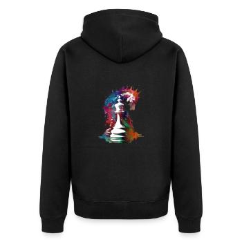 Schach #chess #sport - Unisex Premium Bio Zip Hoodie - Schwarz - Hinten - Nico (187cm)