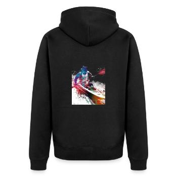 Kanusport Kunst #canoeing - Unisex Premium Bio Zip Hoodie - Schwarz - Hinten - Nico (187cm)