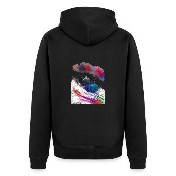 Rafting auf einem Ponton #sport #rafting - Unisex Premium Bio Zip Hoodie - Schwarz - Hinten - Nico (187cm)
