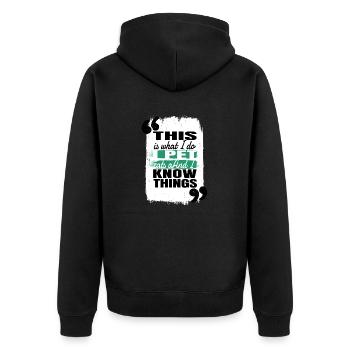 cat face tshirts funny quote present idea aww - Unisex Premium Organic Zip Hoodie - black - Back - Nico (187cm)