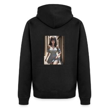 Femme dans une ruelle, ville,IA générée - Veste à capuche bio Premium Unisexe - noir - Dos - Nico (187cm)