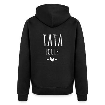 tata poule / t-shirt humour tata - Veste à capuche bio Premium Unisexe - noir - Dos - Nico (187cm)