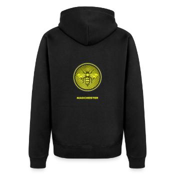 MADCHESTER BEE - Unisex Premium Organic Zip Hoodie - black - Back - Nico (187cm)