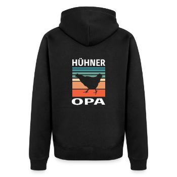 Opa Huhn Bauer Landwirt Hühner Opa - Unisex Premium Bio Zip Hoodie - Schwarz - Hinten - Nico (187cm)