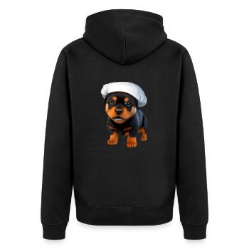 Rottweiler Restaurateur Dog Puppy Dogs Cooking Dog - Unisex Premium Organic Zip Hoodie - black - Back - Nico (187cm)