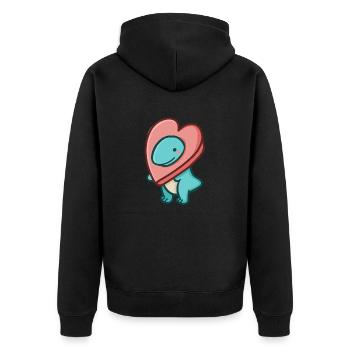 hugadino Heart T-Rex, Dino, mignon dinosaure - Veste à capuche bio Premium Unisexe - noir - Dos - Nico (187cm)