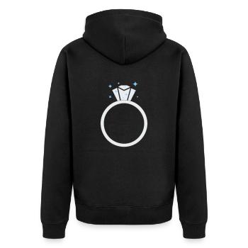Bague de mariage en diamant - Veste à capuche bio Premium Unisexe - noir - Dos - Nico (187cm)