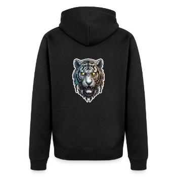 tiger cyberpunk tattoo japanese style - Unisex Premium Organic Zip Hoodie - black - Back - Nico (187cm)