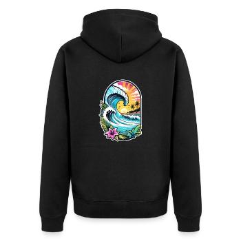 Surfing Beach Palm Tree Sunshine Holidays - Unisex Premium Organic Zip Hoodie - black - Back - Nico (187cm)