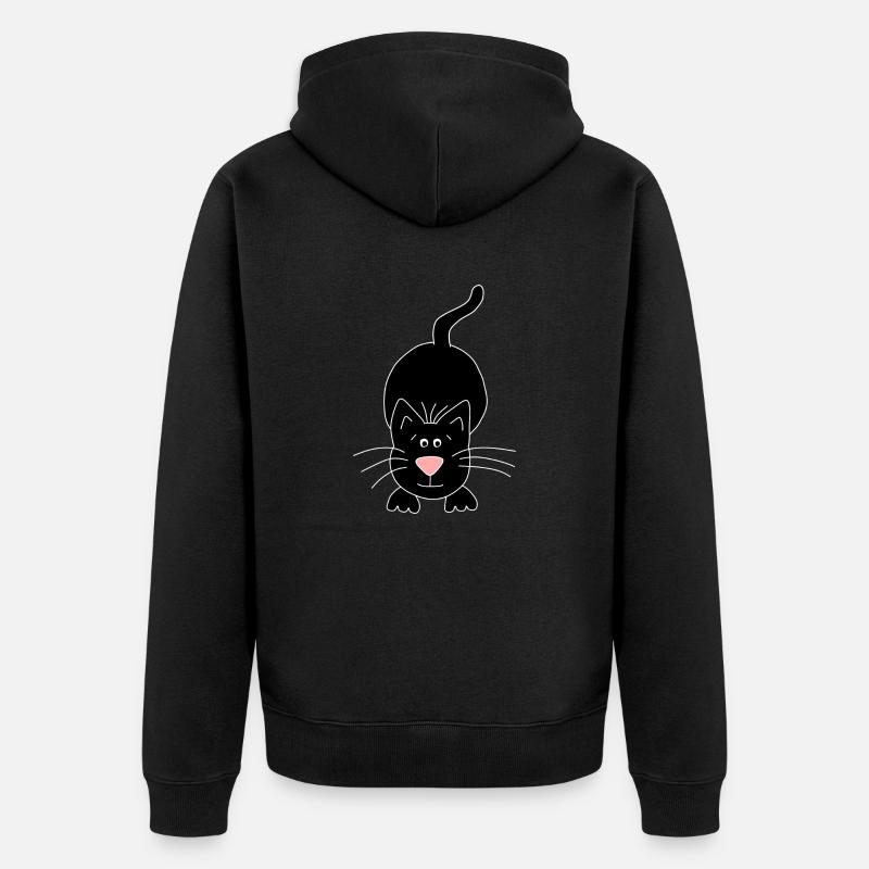 schwarze Katze - Unisex Premium Bio Zip Hoodie - Schwarz