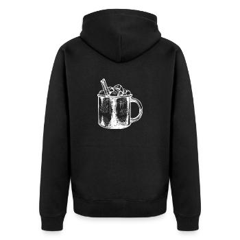 Heisse Schokolade Getränl - Unisex Premium Bio Zip Hoodie - Schwarz - Hinten - Nico (187cm)