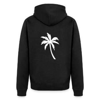 Palm Tree Symbol Silhouette - Unisex Premium Organic Zip Hoodie - black - Back - Nico (187cm)