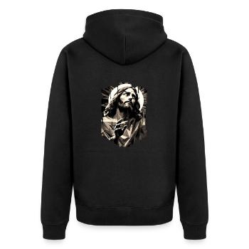 jesus bibel christliche religion christliches kreuz christlich - Unisex Premium Bio Zip Hoodie - Schwarz - Hinten - Nico (187cm)