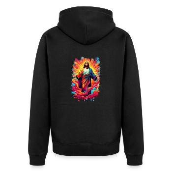 jesus bibel christliche religion christliches kreuz christlich - Unisex Premium Bio Zip Hoodie - Schwarz - Hinten - Nico (187cm)
