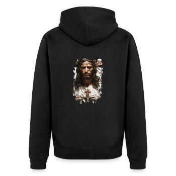 jesus bibel christliche religion christliches kreuz christlich - Unisex Premium Bio Zip Hoodie - Schwarz - Hinten - Nico (187cm)