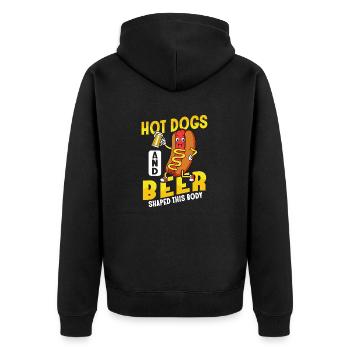 Hot Dogs And Beer Shaped This Body Foodie Wiener H - Unisex Premium Bio Zip Hoodie - Schwarz - Hinten - Nico (187cm)