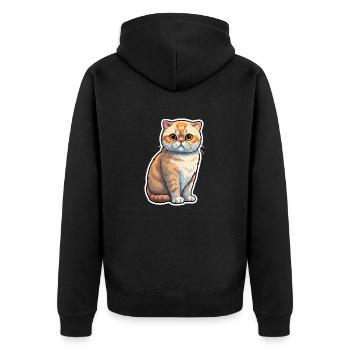 Scottish Fold Katze - Unisex Premium Bio Zip Hoodie - Schwarz - Hinten - Nico (187cm)