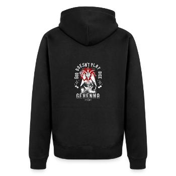 Gehenna - God Doesn`t Play Dice - Unisex Premium Organic Zip Hoodie - black - Back - Nico (187cm)
