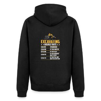 Excavating -Hourly Rate- Excavator Operator - Unisex Premium Organic Zip Hoodie - black - Back - Nico (187cm)