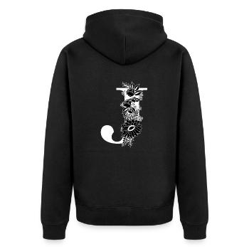 Lettre j floral noir et blanc - Veste à capuche bio Premium Unisexe - noir - Dos - Nico (187cm)