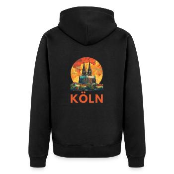 Cologne "Cologne Cathedral" - Unisex Premium Organic Zip Hoodie - black - Back - Nico (187cm)