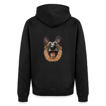 Schäferhund - Unisex Premium Bio Zip Hoodie - Schwarz - Hinten - Nico (187cm)