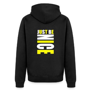 Sois juste gentil jaune - Veste à capuche bio Premium Unisexe - noir - Dos - Nico (187cm)
