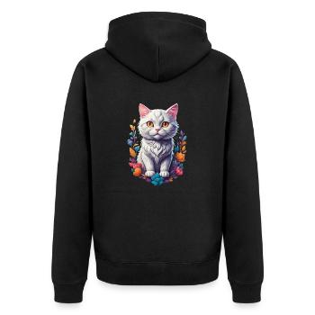 Kätzchen - Unisex Premium Bio Zip Hoodie - Schwarz - Hinten - Nico (187cm)