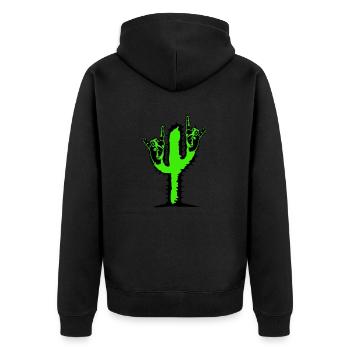 Cactus Plant Heavy Metal Hard Rock Fun Hand Gesture - Unisex Premium Organic Zip Hoodie - black - Back - Nico (187cm)