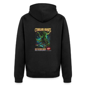 Cthulhu Awaits: Cosmic Horror Universe Illustratio - Unisex Premium Organic Zip Hoodie - black - Back - Nico (187cm)