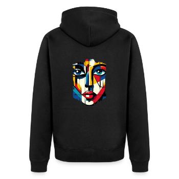 Frauen Girl Power Design Kunst Weiblicher Feminismus Symbol - Unisex Premium Bio Zip Hoodie - Schwarz - Hinten - Nico (187cm)