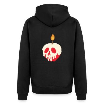 Kerze und Apfel - Unisex Premium Bio Zip Hoodie - Schwarz - Hinten - Nico (187cm)