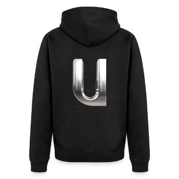 Chrome ,, U " Metallic - Unisex Premium Organic Zip Hoodie - black - Back - Nico (187cm)