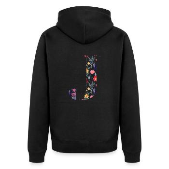 Personalisierter Blumenbrief j - Geschenkidee - Unisex Premium Bio Zip Hoodie - Schwarz - Hinten - Nico (187cm)